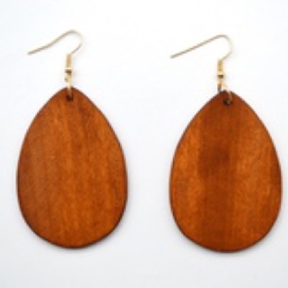 Wooden teardrop earrings